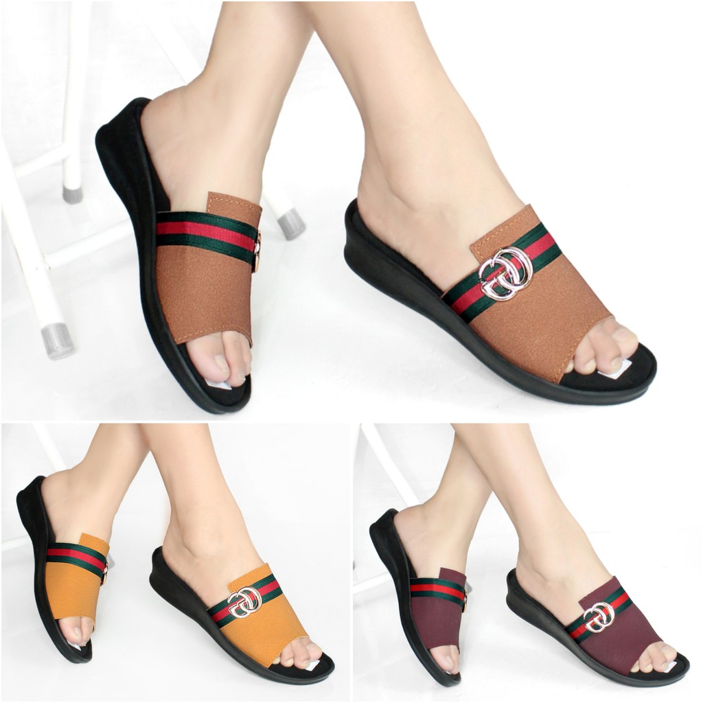 Wedges Sandal  Wanita  Slop Casual  V02 Shopee Indonesia