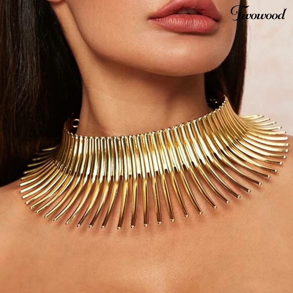 Kalung Choker Bentuk Geometrik Bahan Logam Tahan Lama Untuk Wanita