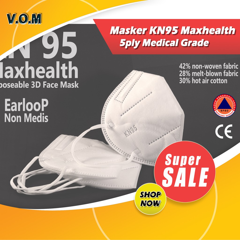 Masker KN95 Maxhealth 5ply Medical Grade Personal Pack Ecer / Box 0696