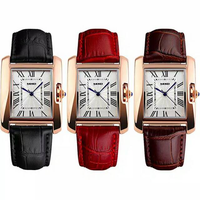 Jam Tangan Wanita / SKMEI 1085 Analog Leather / Jam Tangan Analog Kulit Original / SKMEI