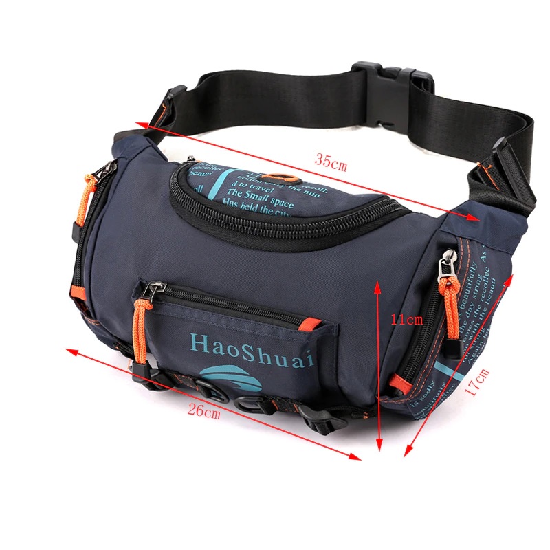 Tas Selempang Pria Import HAOSHUAI 513S Original Waist Bag Waterproof