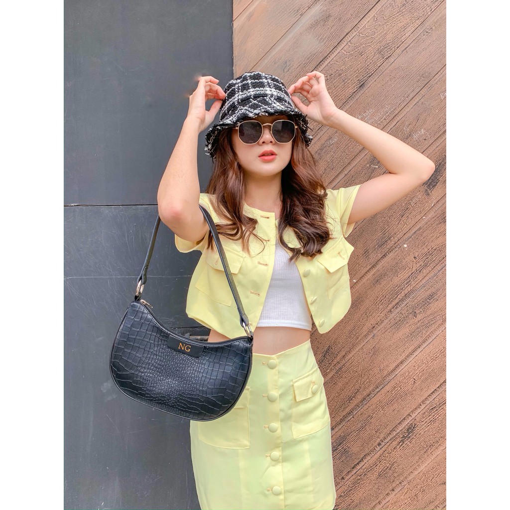 Nonataliashop - Nara Croco Tas Bahu / Baguette Bag (Free 2 Huruf)
