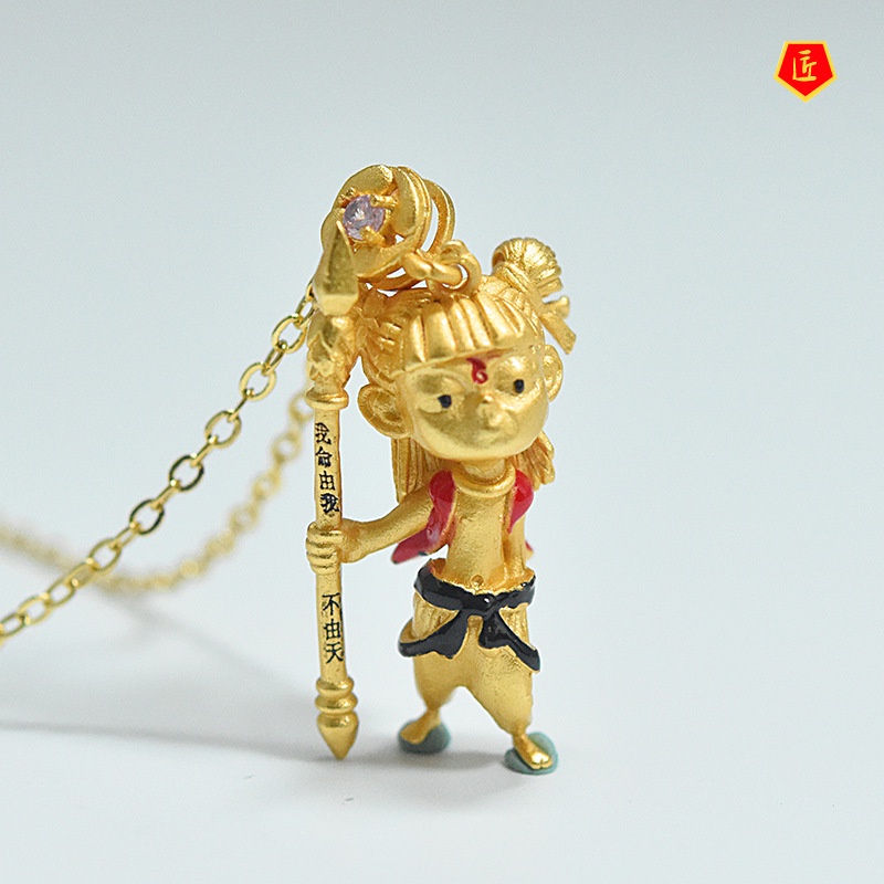 [Ready Stock]Nezha Gold Pendant Cartoon Cute All-Match