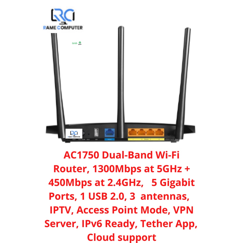TP-LINK Archer C7 (US) AC1750 Dual-Band Wi-Fi Router 1300Mbps at 5GHz + 450Mbps at 2.4GH
