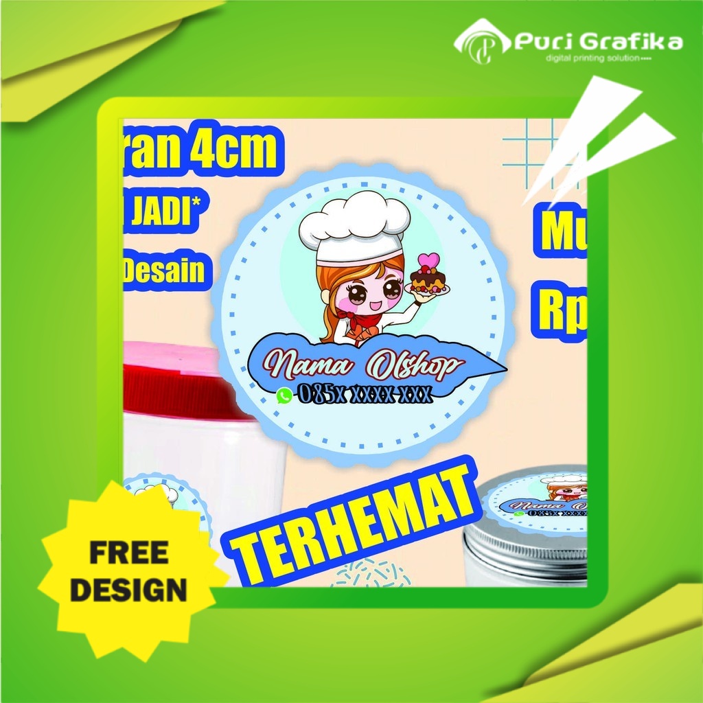 

[4 cm] STIKER LABEL / STIKER KEMASAN / OLSHOP / STIKER MAKANAN / STIKER MINUMAN/ CHROMO TERMURAH/TASYAKURAN