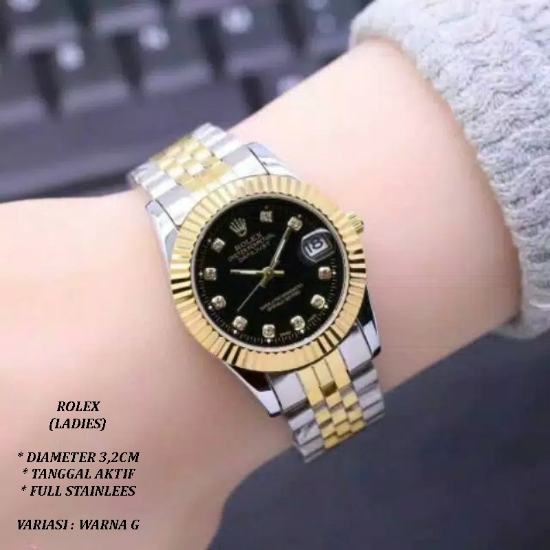 (BISA COD) JAM TANGAN WANITA FASHION RANTAI BODY BULAT DIAMOND TANGGAL AKTIF