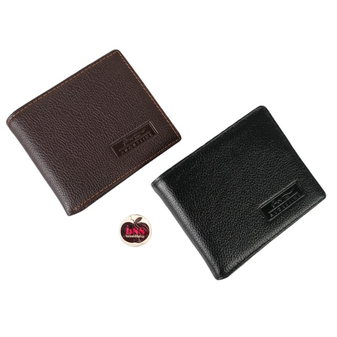 Dompet Pria Polos 100% Bahan Kulit Sapi Asli / Dompet Lipat Pria AGST Kulit Asli