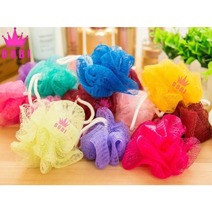 Spons Mandi Pendek Merk Bobi - Shower Puff Bath Sponge - Warna Random dan tanpa plastik satuan