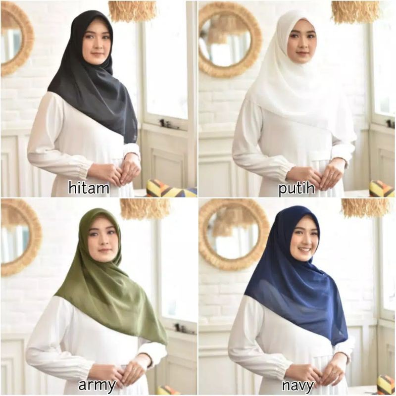 Jilbab Bella Square Segiempat Jahit Tepi