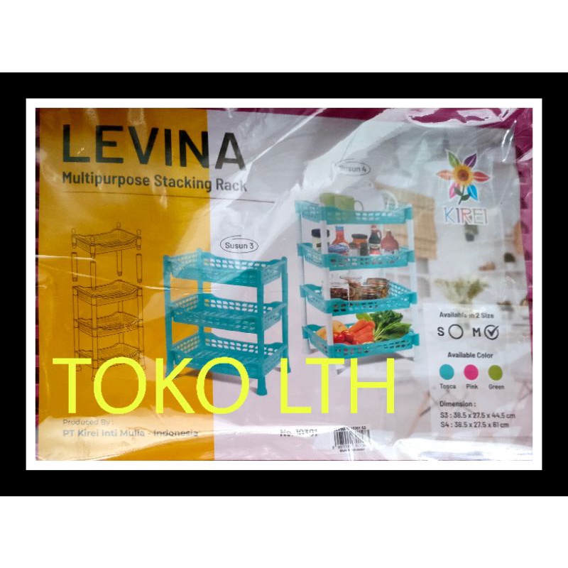 RAK DAPUR SUSUN 3 PLASTIK SERBAGUNA KERANJANG BUMBU TINGKAT PORTABEL LEVINA KIREI
