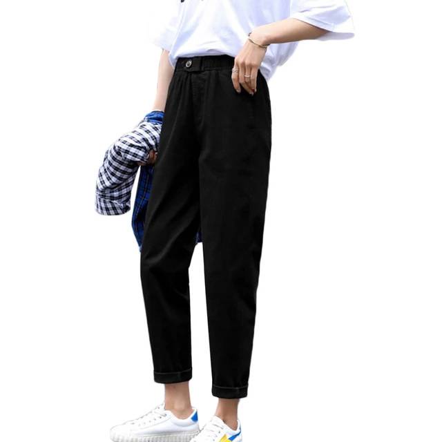 Celana panjang wanita baggy pants ootd bahan linen