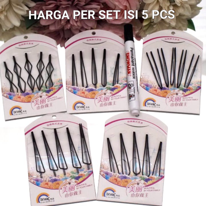 Jepit Rambut Poni SET ISI 5 Boby Pin Bentuk Simple Jepitan Bobby Pin Korea Penjepit Hijab Jilbab Wanita