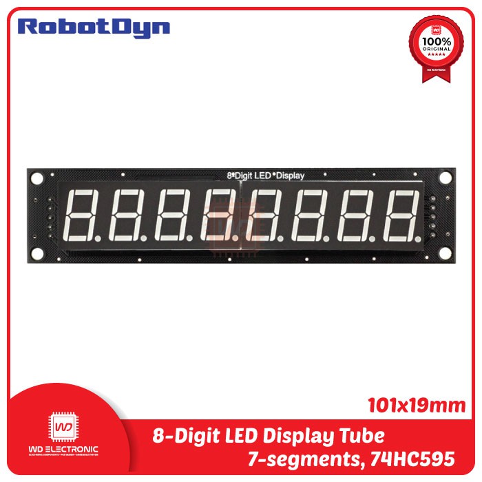 RobotDyn 8 Digit LED Display Tube 7 segments 101x19mm 74HC595