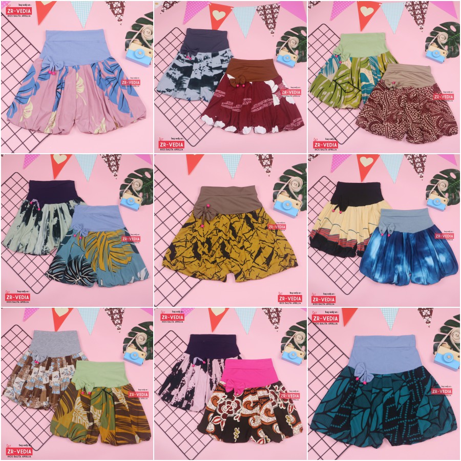 Celana Baloon uk 1-8 Tahun / Celana Pop Anak Murah Perempuan Pita Polos Short Pants Kids Pendek Adem