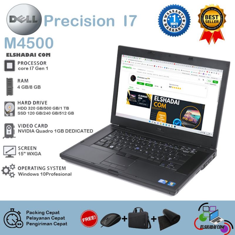 Dell PRECISION M4500  core i7 nvidia 1gb 15"inch muluss dan ok bangettt