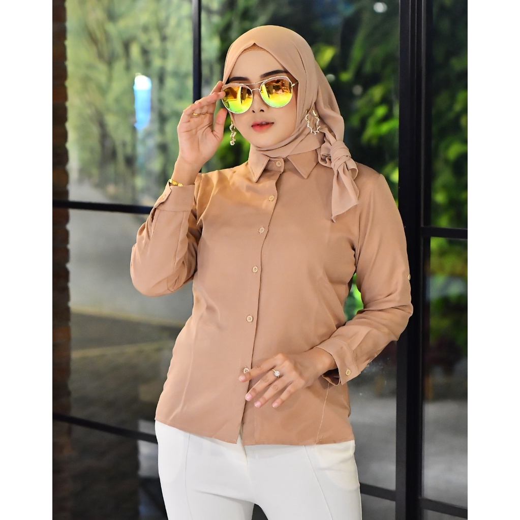 ATASAN KEMEJA POLOS BASIC SHAKILA LENGAN SCODER/AUREL TOP