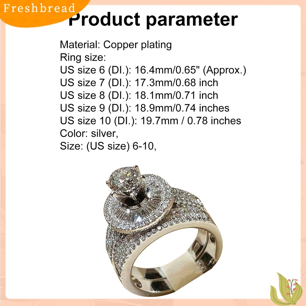 [TERLARIS]2Pcs/Set Fashion Women Cubic Zirconia Statement Engagement Finger Ring Jewelry