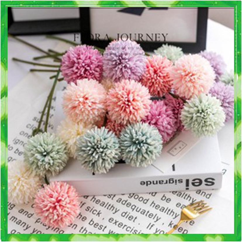 Dandelion Bunga Sutra Bunga Pom Pesta Pernikahan Rumah Hotel Dekorasi Pompom + Tangkai