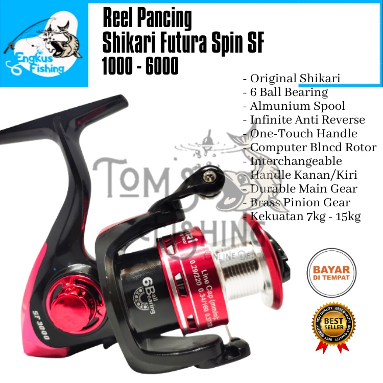 Reel Pancing Shikari Futura Spin SF 1000 - 6000 (6 Bearing) Murah Berkualitas - Engkus Fishing