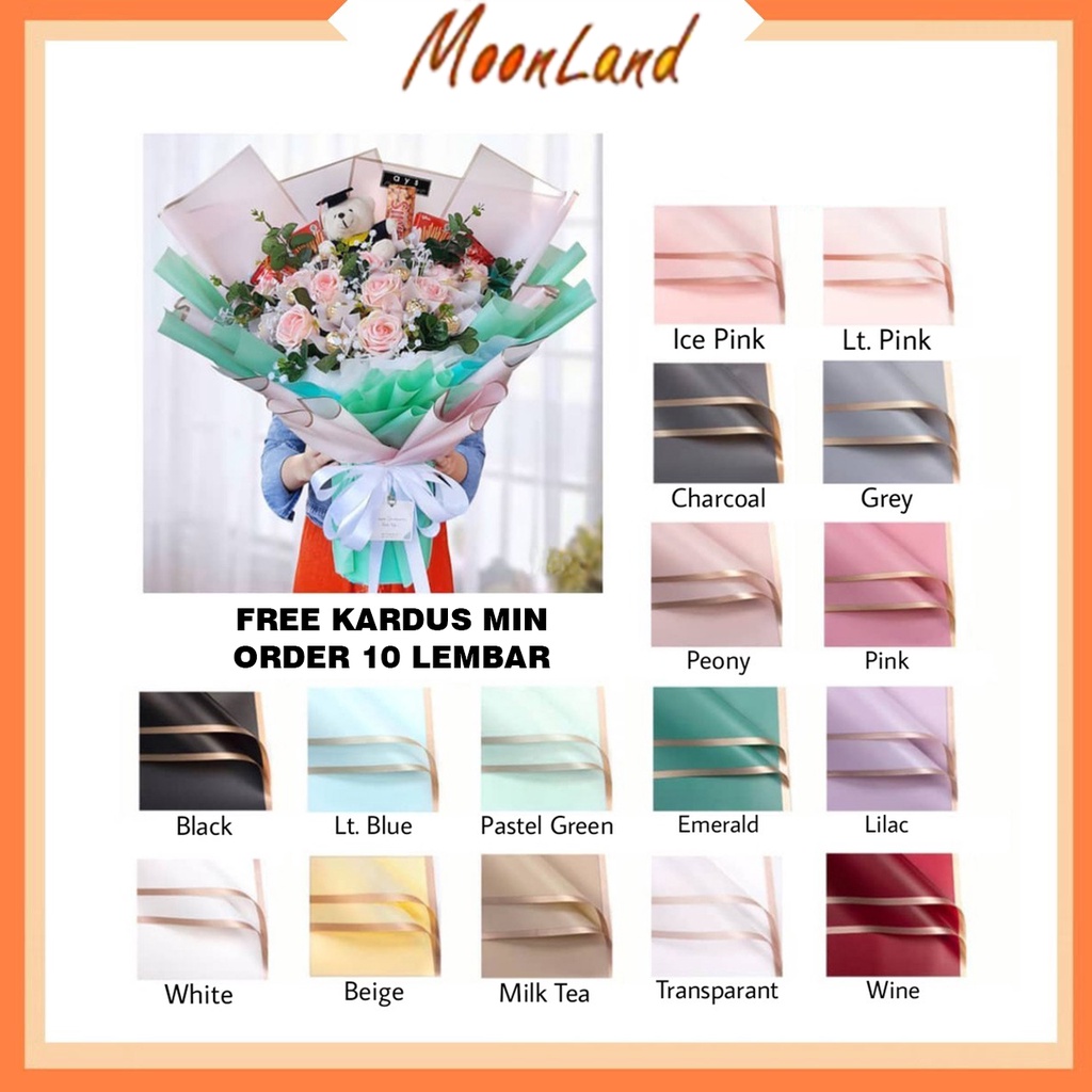 MoonLand Flower Wrapping Paper Varian List Gold Emas Kertas Buket Bunga Cellophane Florist goldline KB10