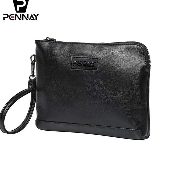 Pennay Tas Tangan Kulit Pria Import V7770 Clutch Bag Men - Hitam