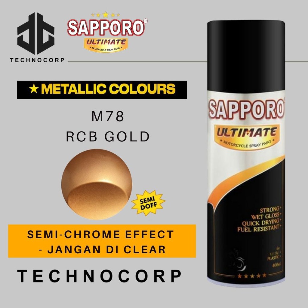 Cat Semprot SAPPORO ULTIMATE M78 RCB GOLD / SEMI CHROME EFFECT
