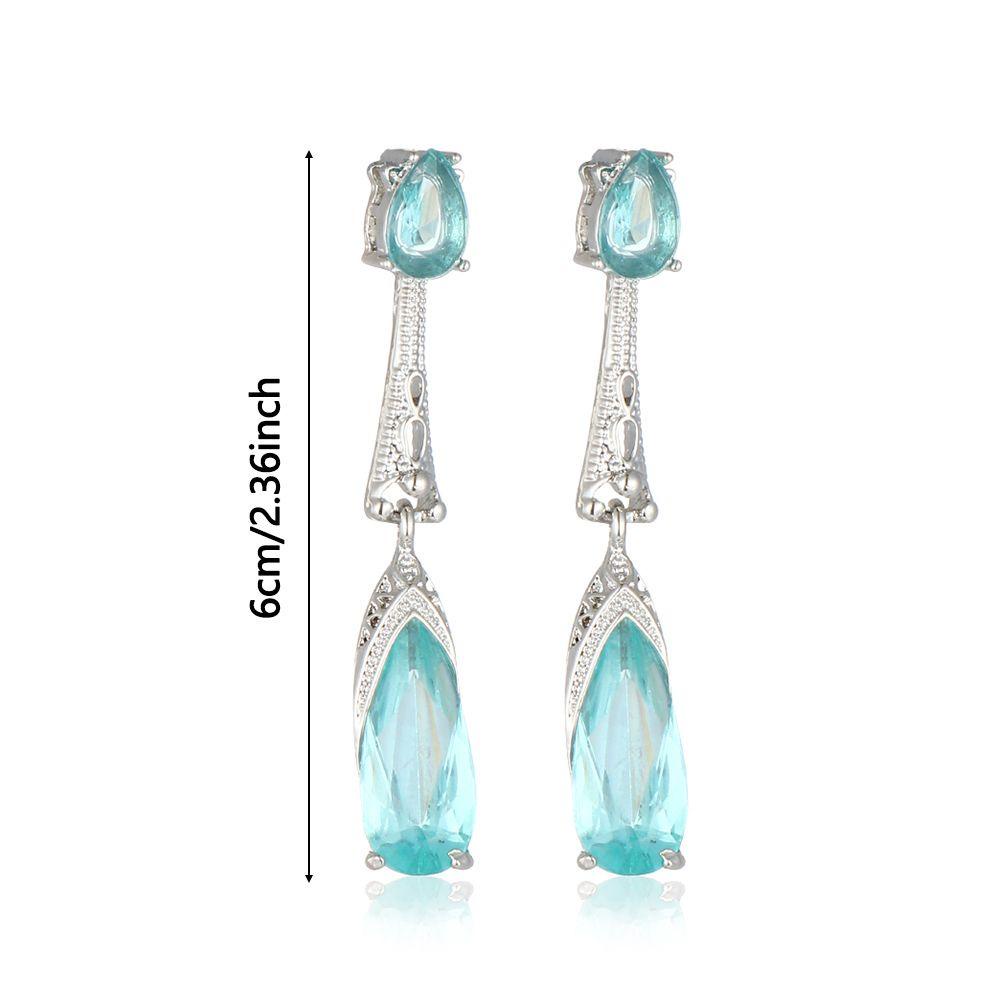Lily Drop Earrings Fashion Perhiasan Pernikahan Perak Disepuh Aquamarine