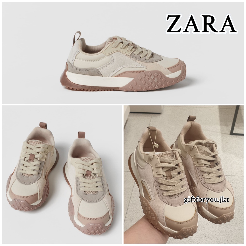 Sepatu Zara Kids Anak Cewek Le Perempuan  Leather Sneakers Shoes Casual Kasual Style Fashion Collect
