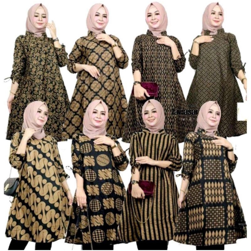 STRPE1432 TUNIK BATIK SOGAN TUNIK BATIK MURAH DRESS SOGAN