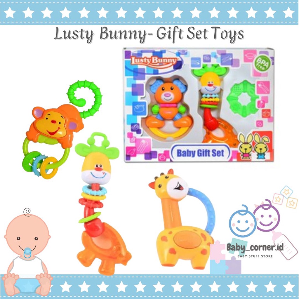 Mainan Gigitan Bayi Bunyi Rattle Handbell Animal Lucu | Lusty Bunny
