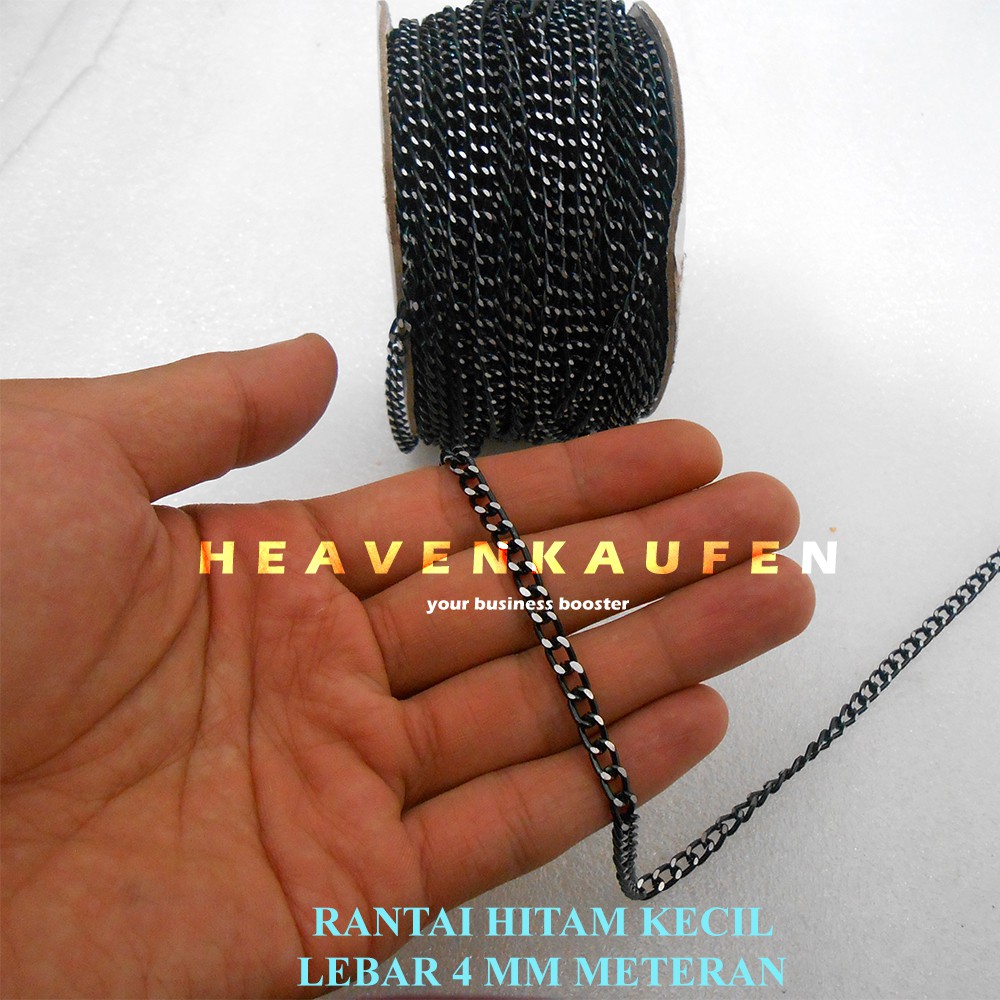 Rantai Kecil Lebar 4 mm Hitam Meteran Untuk Rantai Dompet, Variasi Clutch/Tas Variasi Fashion Dll