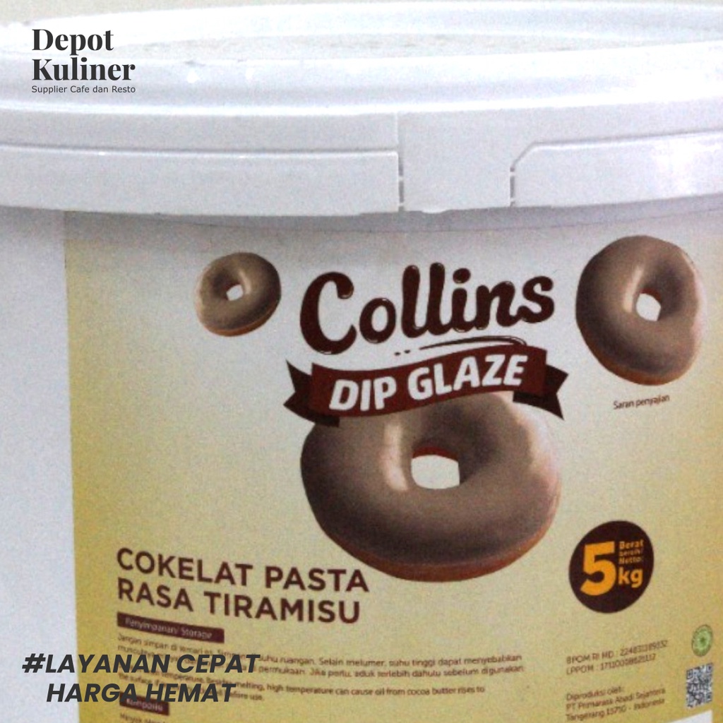 Collins Dip Glaze Tiramisu 5 KG - Collin Cokelat Pasta Rasa Tiramisu