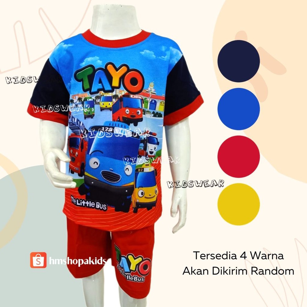 Baju Setelan Anak TAYO Fullprint 2-9 tahun stelan anak laki-laki harian