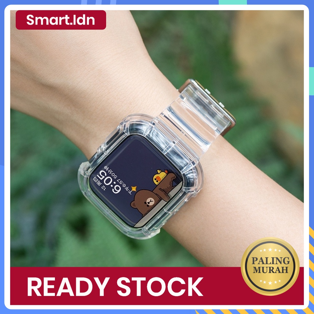 2 in 1 Transparent Strap for Apple Watch 7 8 9 41 mm 45 mm iWatch 38 40 41 42 44 45mm Clear Glacier Band TPU Full Protective Strap