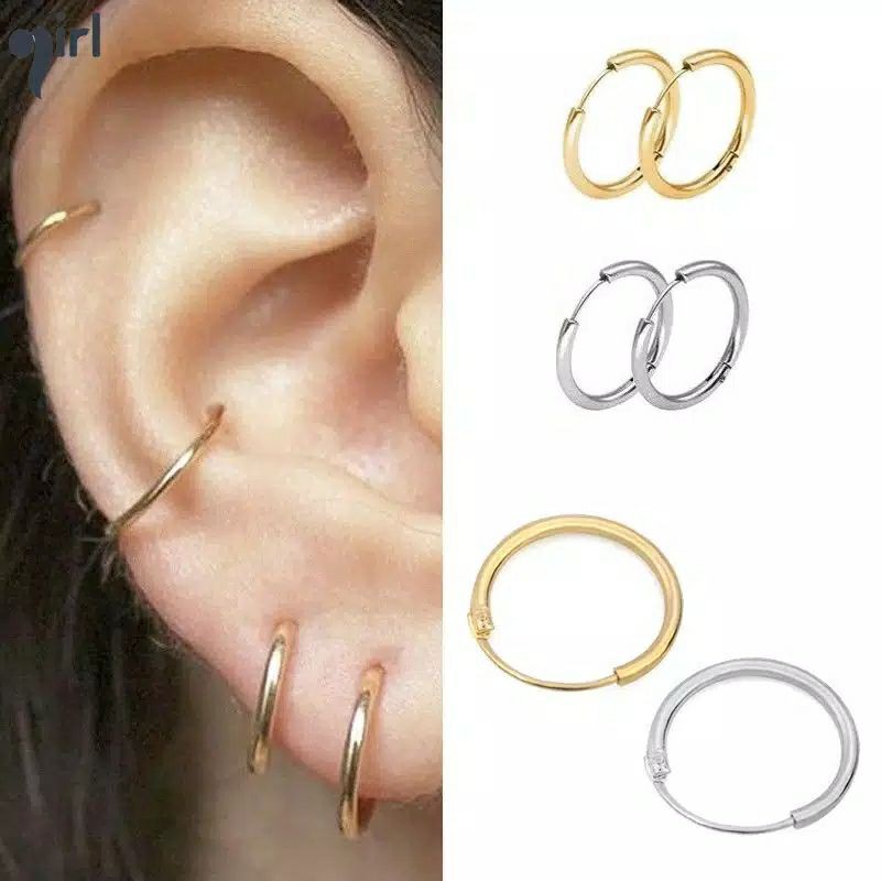 PSS 2 pcs Anting Hoop Titanium