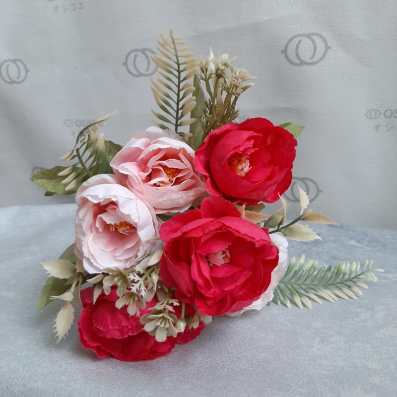 BUNGA PEONY MINI (12.5)-BUNGA ARTIFISIAL-BUNGAPALSU-BUNGAHIAS-Pink fanta
