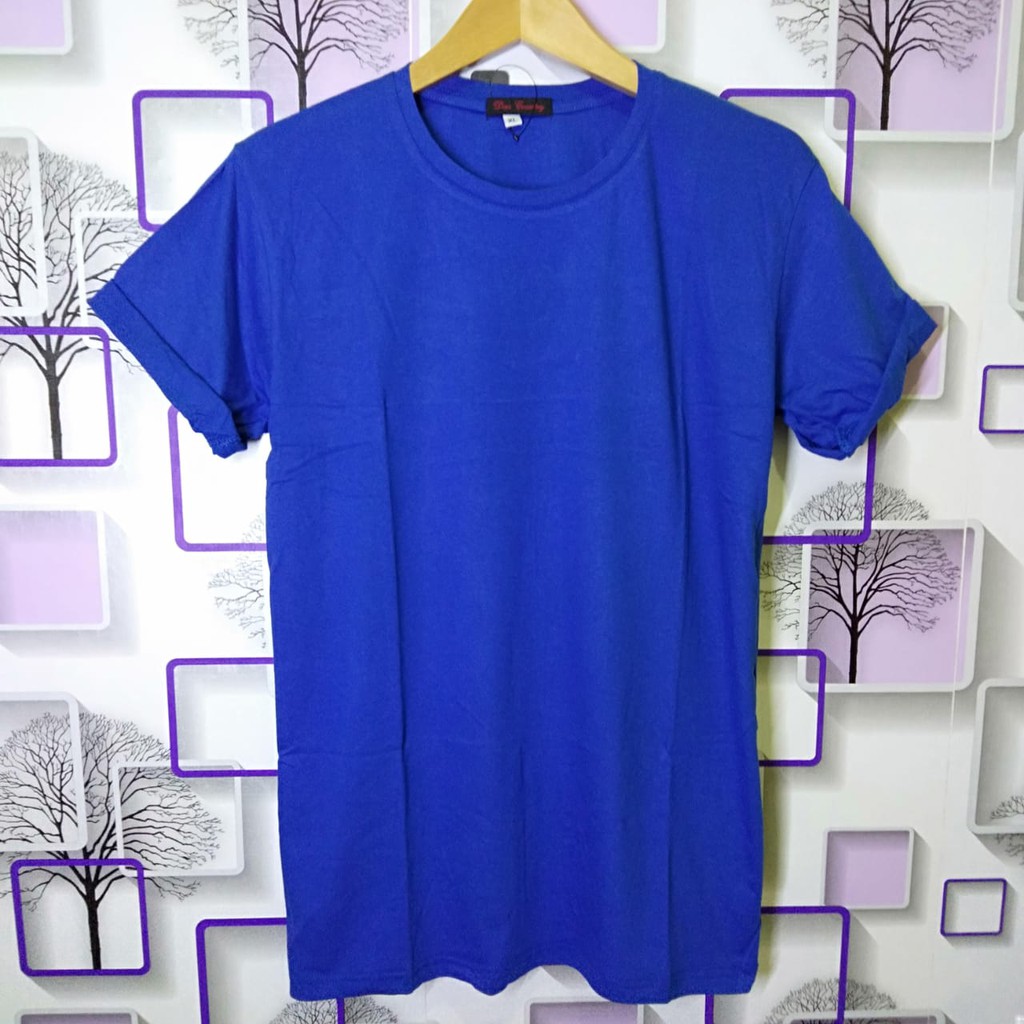 KAOS POLOS COTTON COMBED30S Biru / cotton combed / unisex / baju pria / baju wanita PROMO