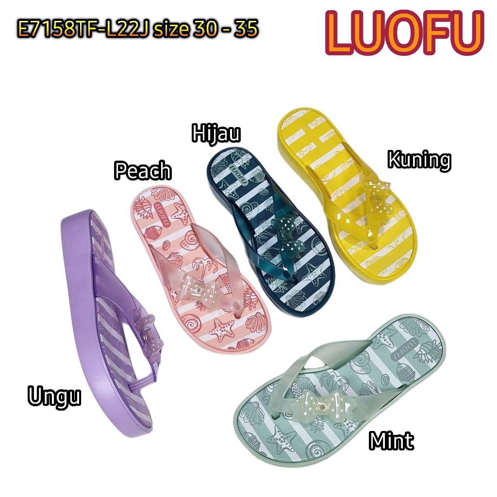 LUOFU ORIGINAL jelly sandal karet empuk murah anak cewek sendal jepit import E7158TF-L22J