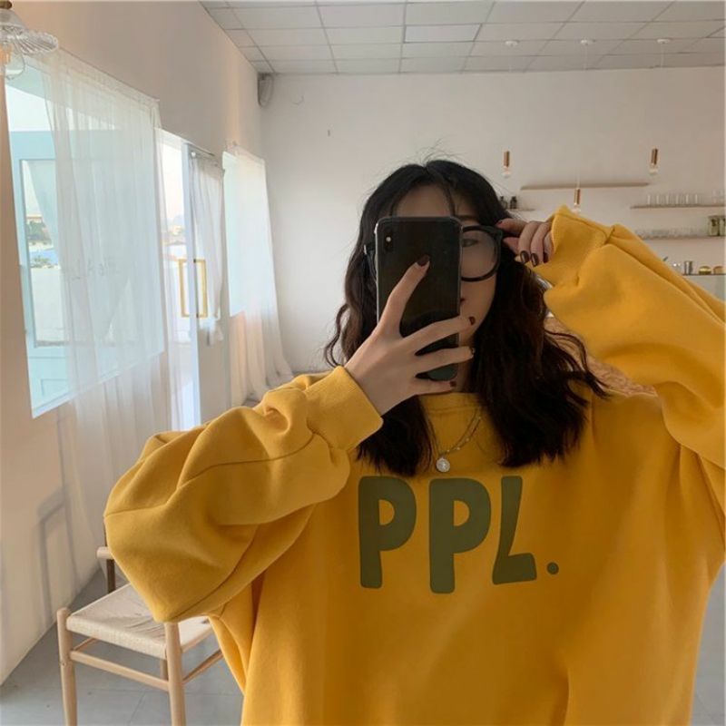 (S - 6XL) Sweater Korean Style Crewneck BIGSIZE OVERSIZE Harajuku PPL PEOPLE Sweatshirt Oblong Jumbo Unisex 6XL 5XL 4XL 3XL 2XL XL L M Jaketin aja