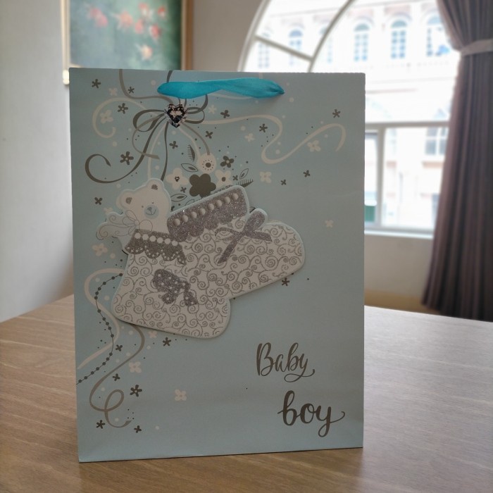 

Ginger- paperbag baby boy girl 2 dimensi dab gliter - 1