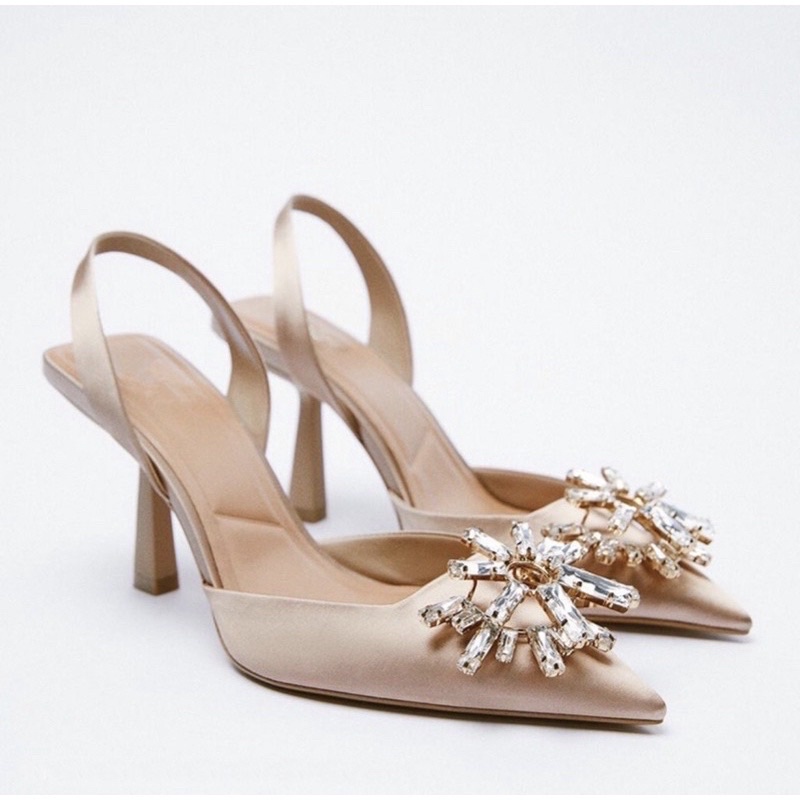 [7.7 Boombastis Sale⚡] - SEPATU WANITA SATIN SLING BACK HIGH HEELS ZS438 PREMIUM IMPORT