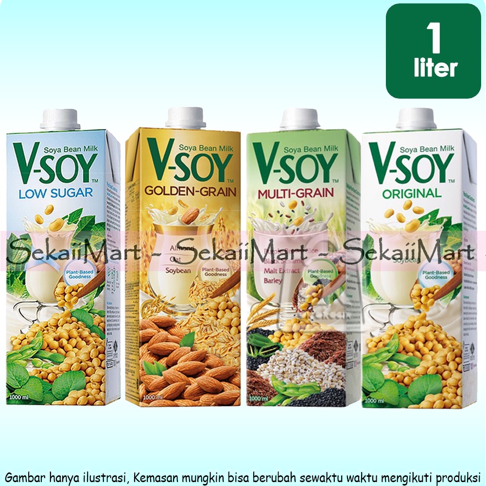 

V-SOY Soya Bean Milk 1 Ltr - VSOY Susu Kacang Kedelai 1 Liter (All Variant)