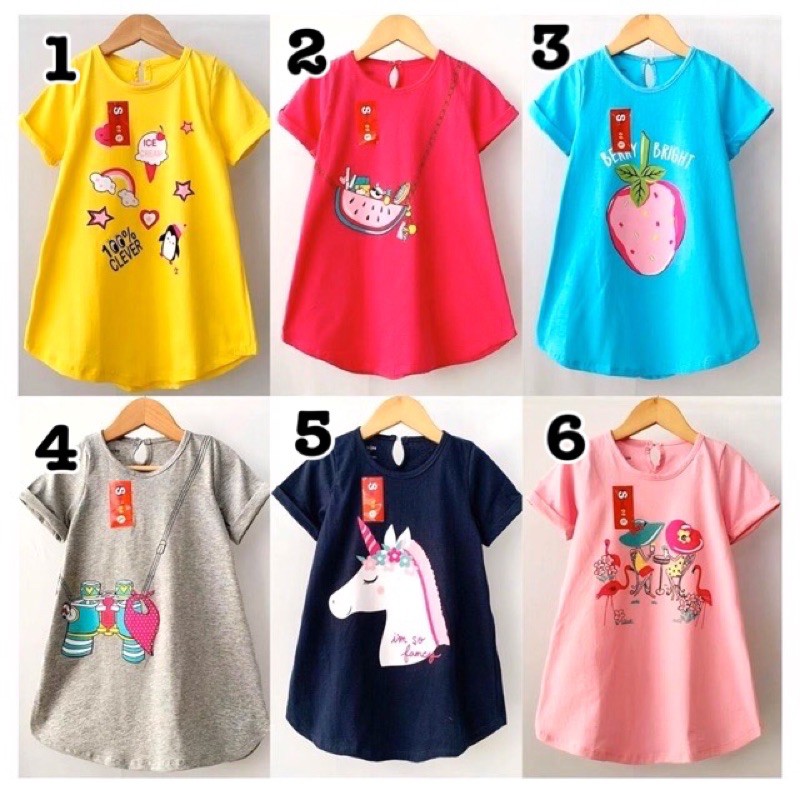 Oval dress smile . Dress anak usia 1-5 tahun bahan kaos dress smilee nablfashion