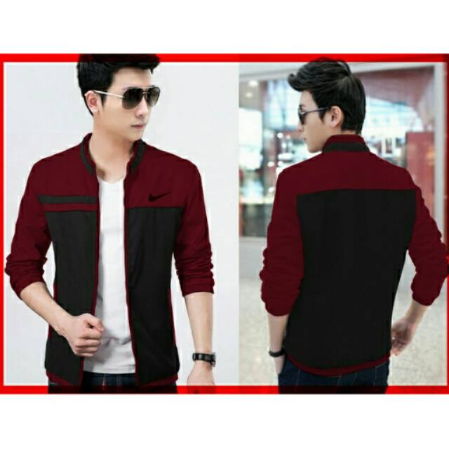 JAKET PRIA MERAH COMBI HITAM