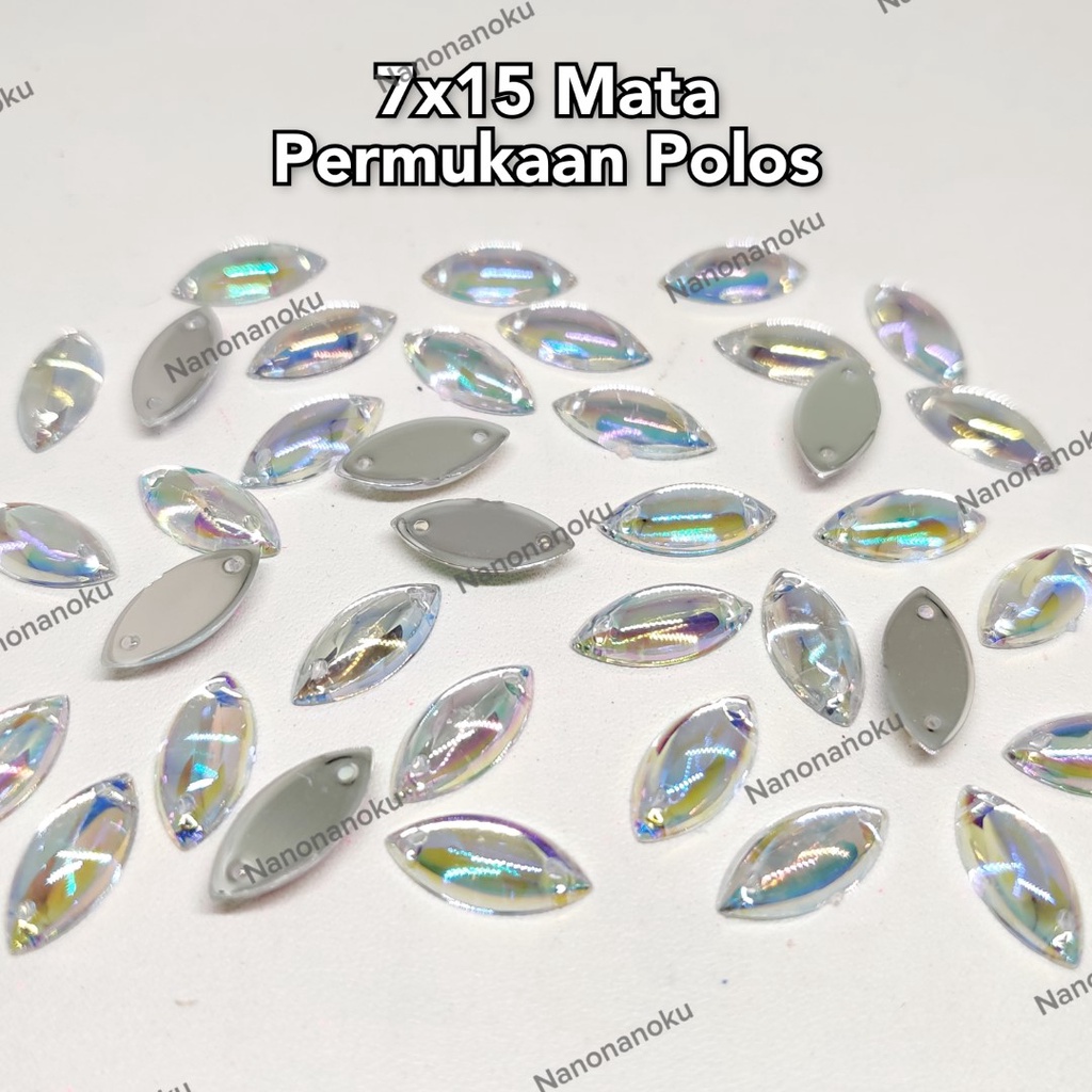 [Per Bks/1.000 pcs] 7x15 mm Mata / Sampan WARNA Permukaan POLOS Batu Akrilik / Berlian Jahit