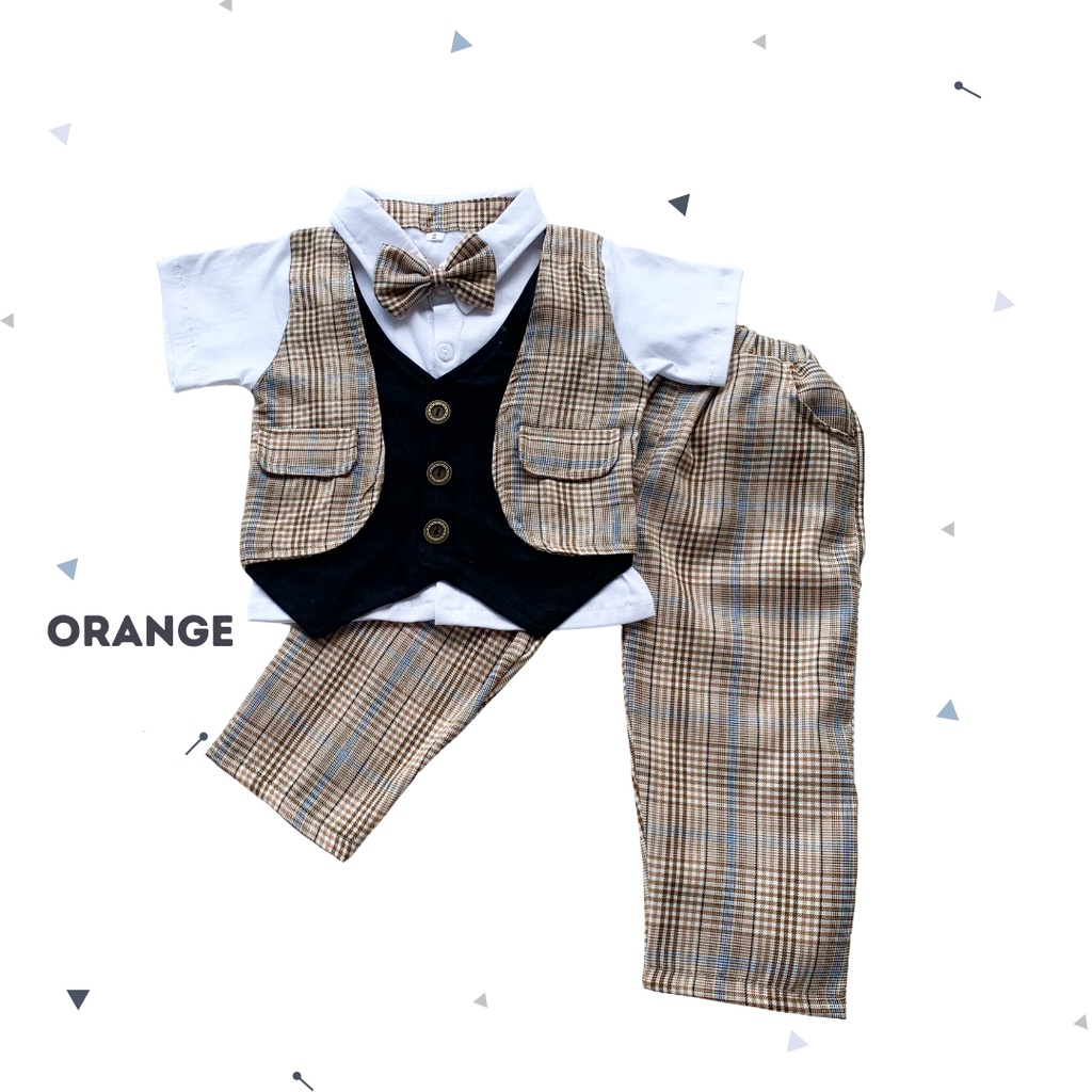 tuxedo anak bayi setelan jas kondangan balita 1 2 3 tahun bobby tuxedo set rompi baby vest pesta anak