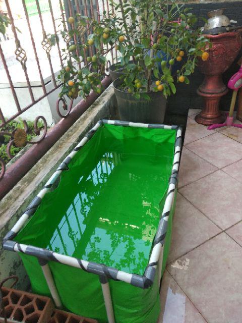 Kolam Terpal Ikan + Rangka [ Satu Set ] Model Slot Paralon Ukuran 100x100x50cm Original A15 Korea