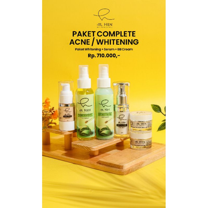 dR. Hen Skincare Paket Set Complete Perawatan Wajah Kompelit Pemutih Glowing Whitening plus Serum dan BB Cream Crim Crem Krim Kerim by dr. Richard Lee Klinik Kecantikan Athena BPOM Aman Halal Menghilangkan Flek Hitam Scincare FREE GIFT-4