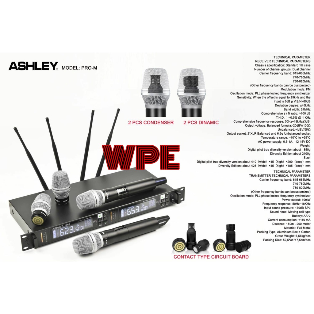 mic wireless ashley pro m/ashley prom original bonus spul mic
