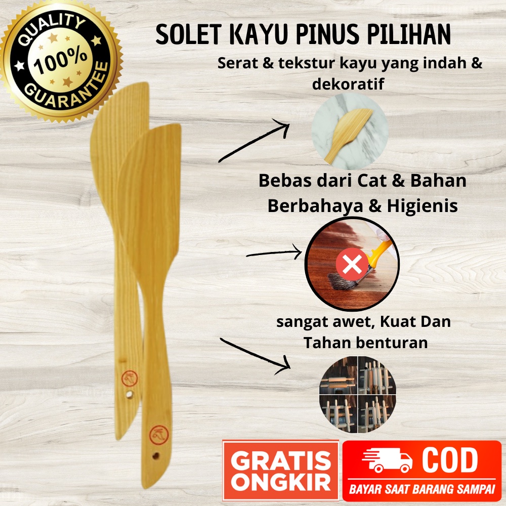 solet kayu pinus pilihan peralatan perlengkapan masak dapur